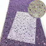 tissu dentelle paillettes polyester robe soirée violet bleu rouge or glamour élégant 130cm opacité