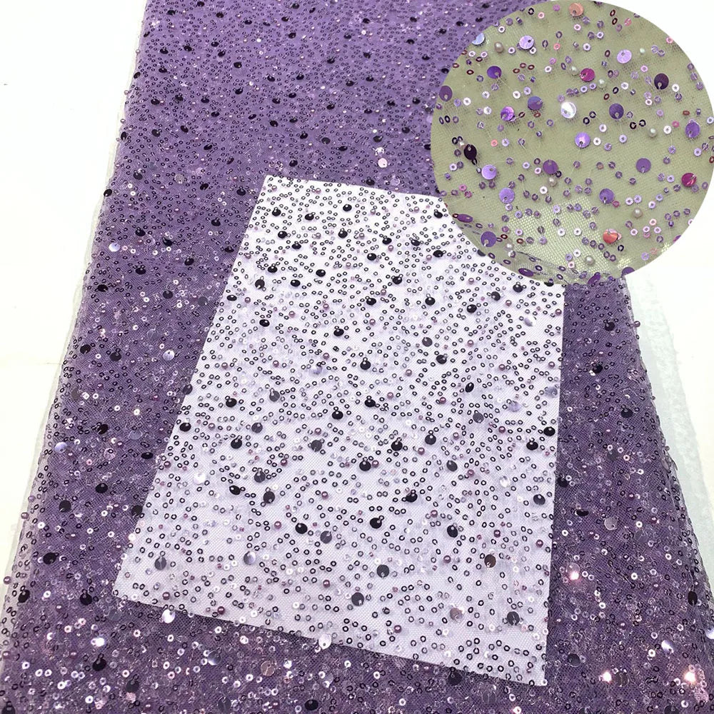tissu dentelle paillettes polyester robe soirée violet bleu rouge or glamour élégant 130cm opacité