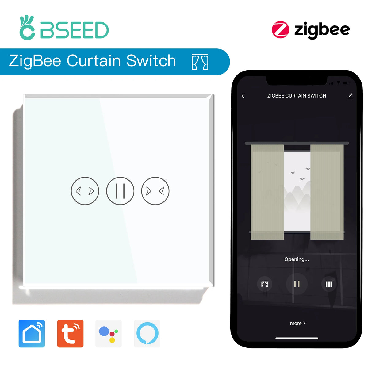 commutateur rideau zigbee intelligent commande vocale application blanc moderne 5a 1000w 90v 250v