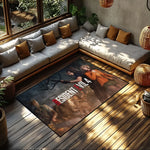 tapis resident evil multicolore antidérapant illustration post apocalyptique personnages armés