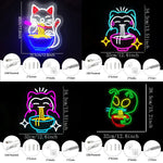 décoration murale néon chat nouilles ramen couleurs vives moderne suspension câbles usb