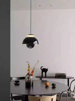 lumière suspendue moderne scandinave deux demi sphères concentriques salon chambre étude orange vert noir