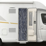 rideau moderne bleu marine gris rayures clips 185cm 56cm camping caravane intérieur