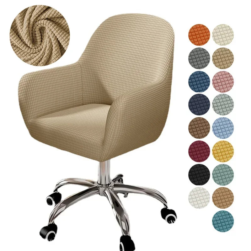 chaise moderne couverture tissu carreaux beige clair protection polyester elasthanne
