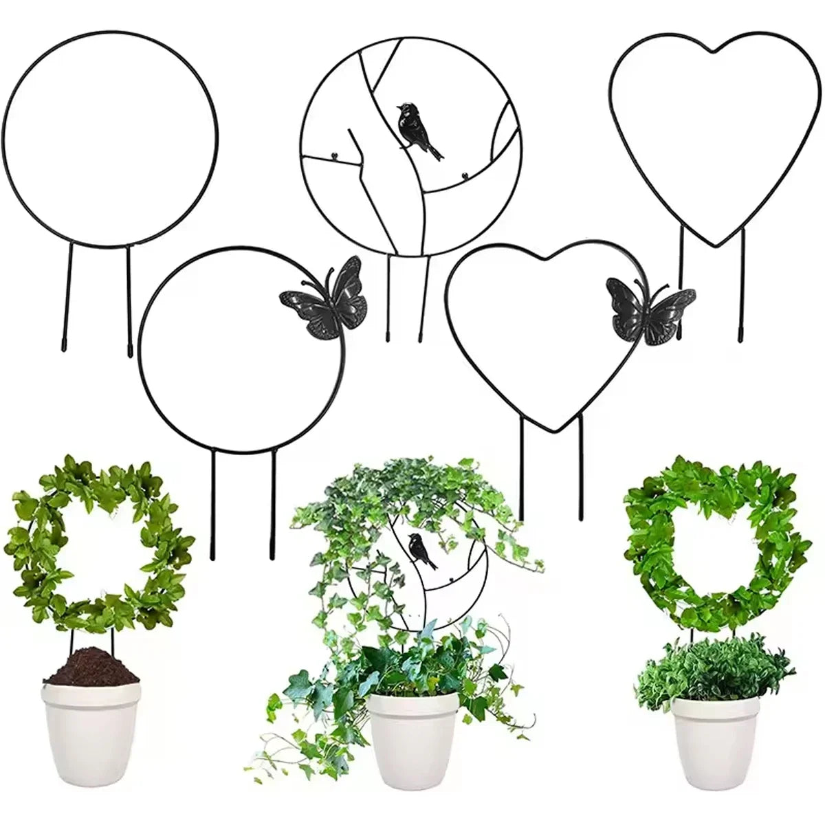 anneaux fleurs noirs modernes feuilles vertes pot fleurs tringlesintérieur