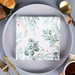serviettes jetables papier motif feuilles vertes blanc moderne paquet 33cm 33cm mariage cuisine doré