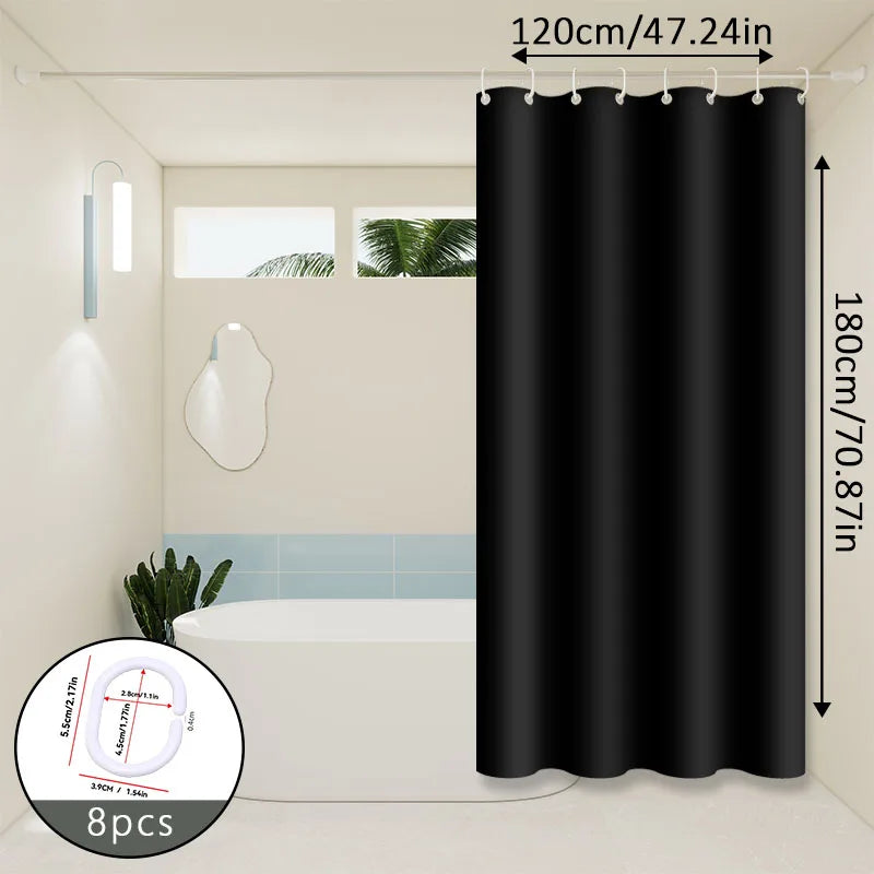 rideau douche noir uni moderne respectueux l'environnement 120cm 180cm opacité