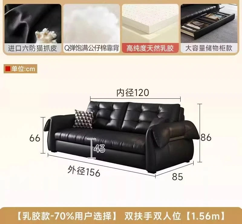 canapé lit noir simili cuir moderne coussin décoratif table basse tapis couverture