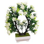 plantes artificielles bonsaï violet rose blanc jaune rouge pot carré mousse verte décoration intérieure