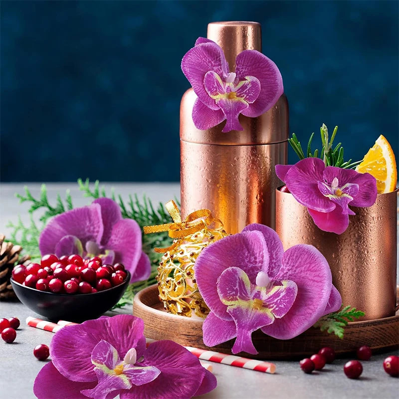 fleurs artificielles orchidées phalaenopsis violettes réalistes intérieur mariage décoration photographie DIY