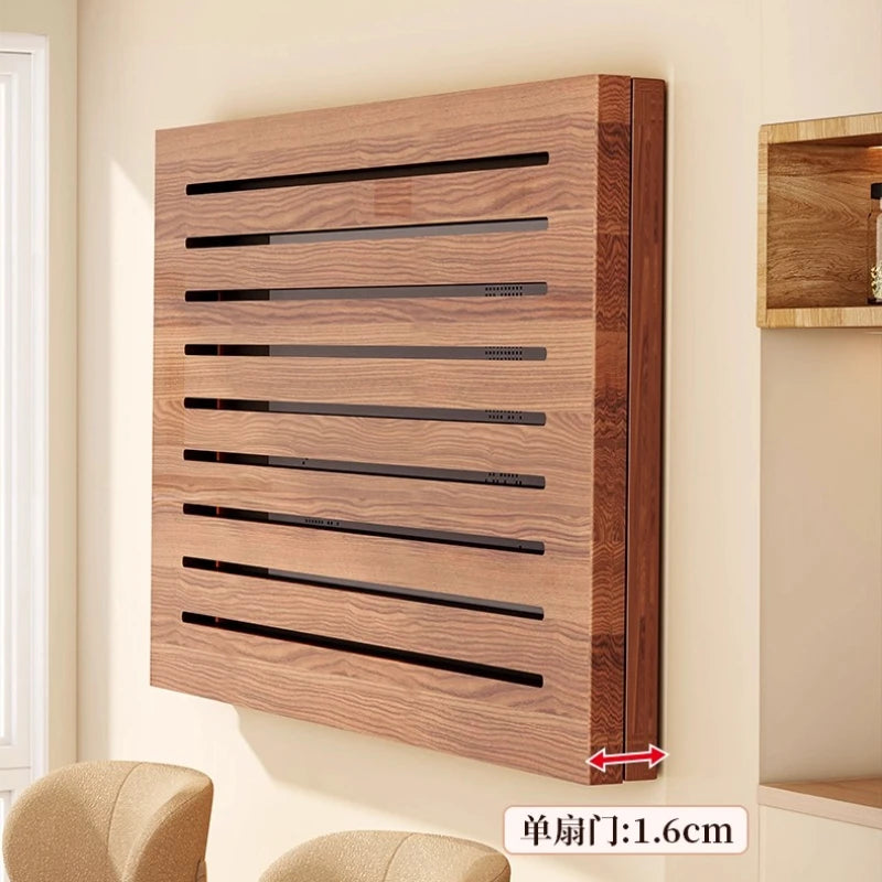 radiateur mural bois naturel moderne rayures horizontales salon appartement chic