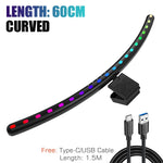 lampe barre lumière moniteur 60cm led rgb noir moderne clips contrôle USB