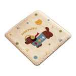 coussin carré doux cartoon chats chiens beige antidérapant fibre polyester lavable