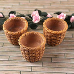 paniers tressés miniature rustiques fleurs séchées décoration champêtre vintage marron clairintérieur brun foncé