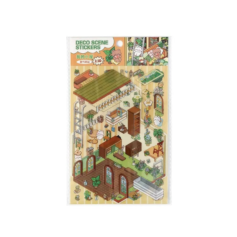 puzzle 3d multicolore cartoon meubles personnages plantes adhésifs diy enfants adolescents stress