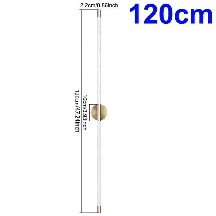 lampe murale moderne transparente dorée 120cm 100cm 80cm 60cm fixée mur led 3000k 4500k