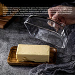 assiette beurre plateau bois couvercle verre transparent beurre bloc plateau marron rustique élégant