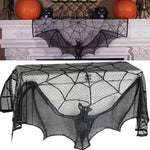rideau halloween toile d'araignée chauve souris noir polyester fenetre cuisine decoration horreur