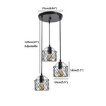 suspension industrielle moderne trois lumières abat jours métalliques noir doré adjustable