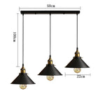 suspension lumineuse industrielle moderne conique noire dorée ampoule