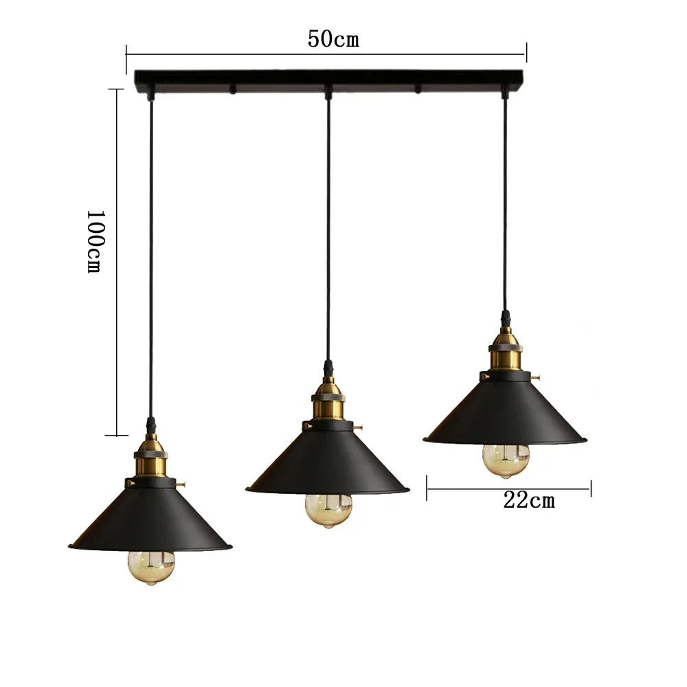 suspension lumineuse industrielle moderne conique noire dorée ampoule