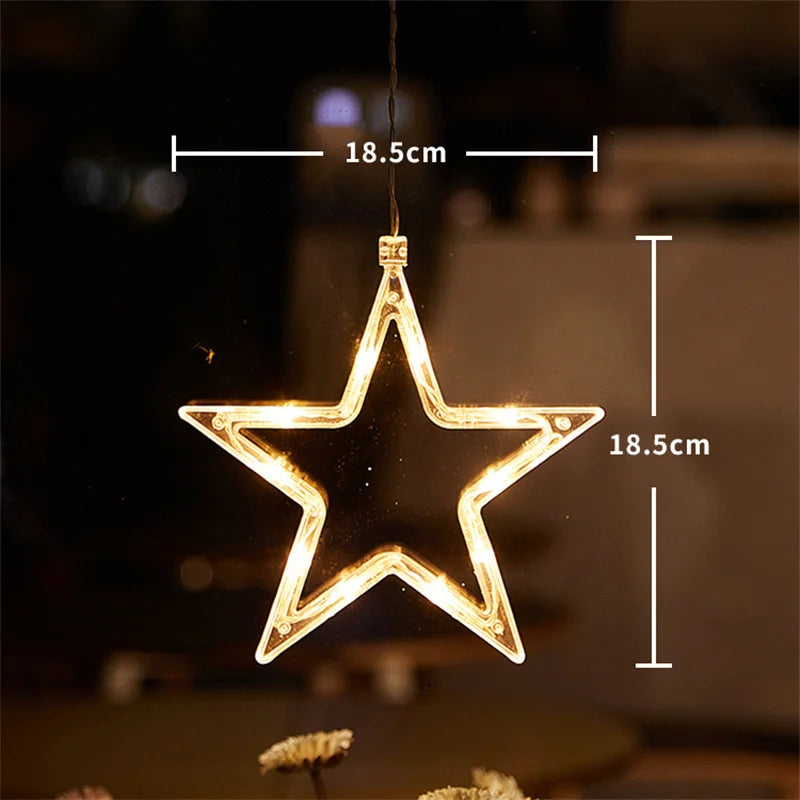 décorations noël lumineuses or blanc étoiles cloches rennes snowflake minimaliste moderne suction cup batteries