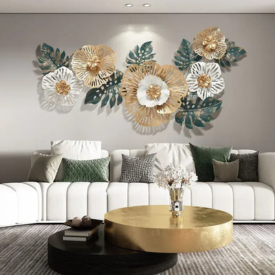 Décoration murale abstraite en fer forgé bronze pour salon
