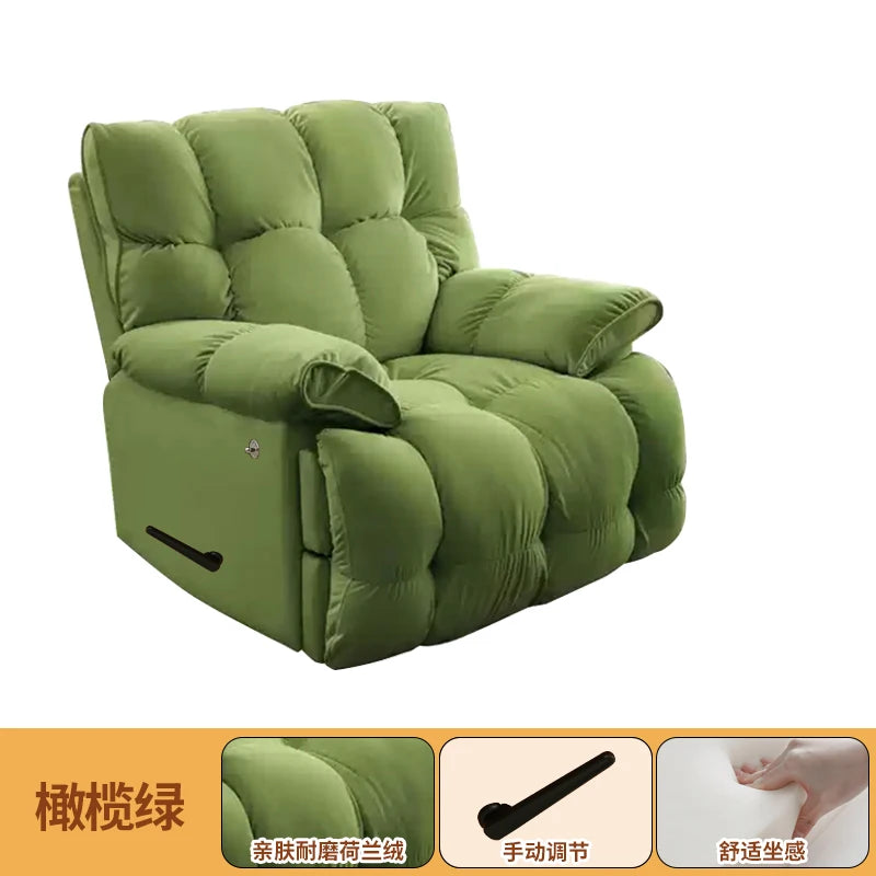 fauteuil relax moderne simili cuir gris orange beige vert ergonomique salon