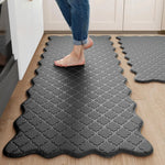 tapis cuisine noir motif géométrique moderne antidérapant sol durable imperméable gaufré festonné