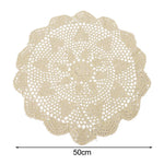 serviette table traditionnelle motif floral crochetée diamètre 35cm blanc
