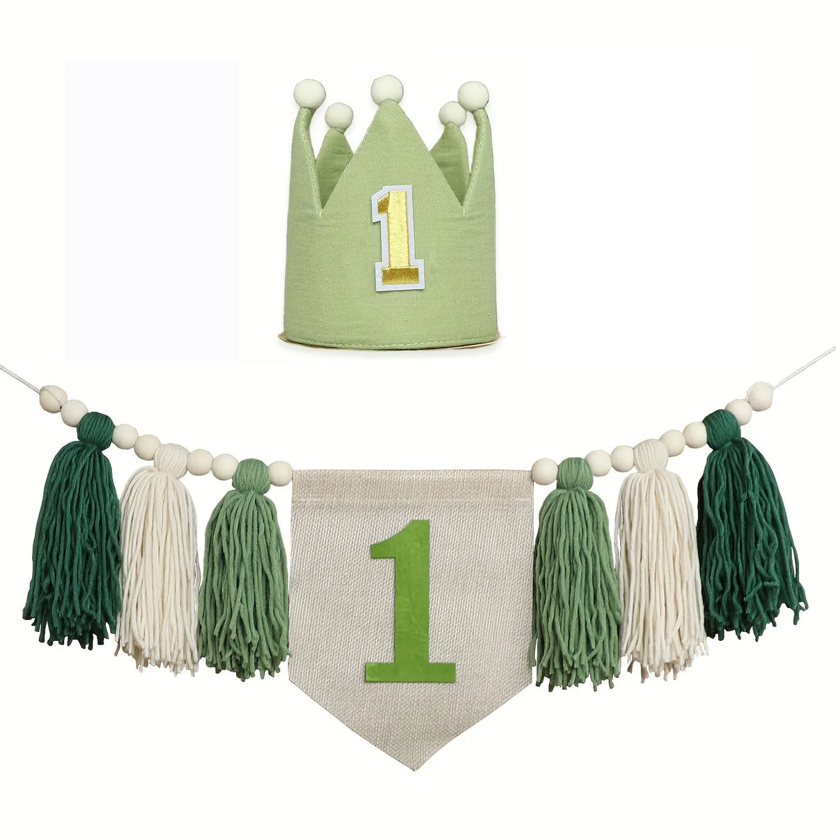 guirlande festivite couronne numerale deco chambre enfant motif pompon boho couleur neutre festive
