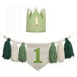 guirlande festivite couronne numerale deco chambre enfant motif pompon boho couleur neutre festive