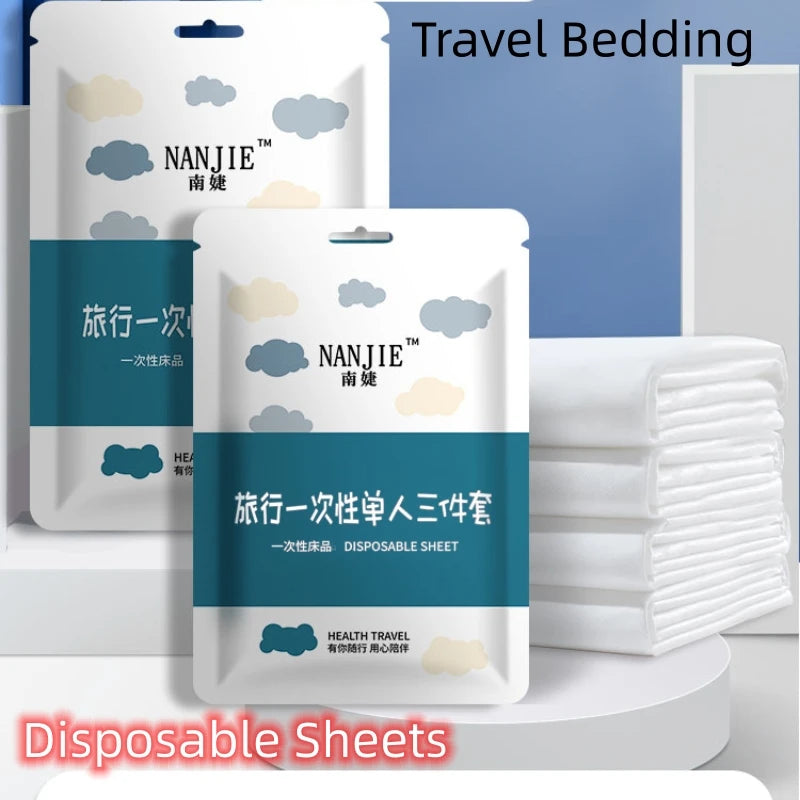 lit voyage ensemble draps non tissé motifs ours nuages blanc bleu orange portable