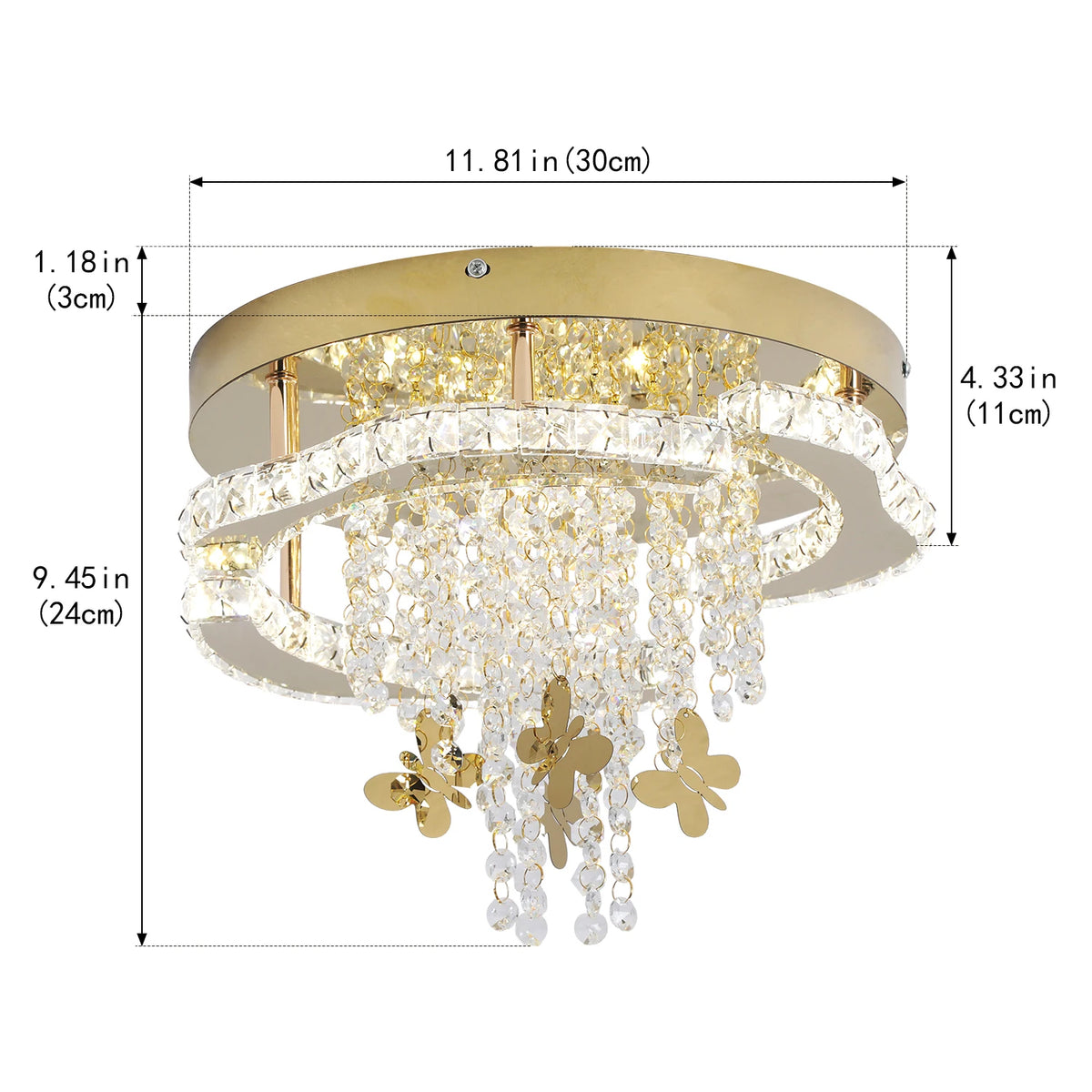lustre moderne cristal doré papillons led transparent facile chambre salon