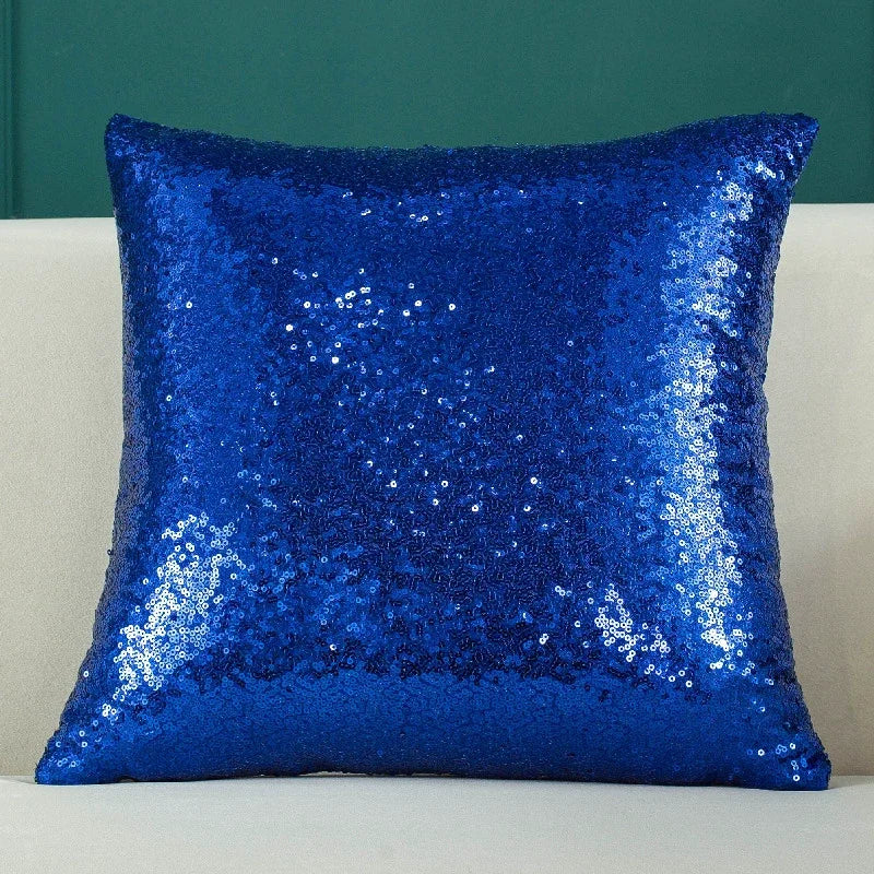 housse coussin paillettes décorative moderne canapé salon chambre lit couleur unie textile polyester