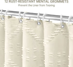 rideau douche bohème polyester semi transparent losanges crème franges tringle éco responsable