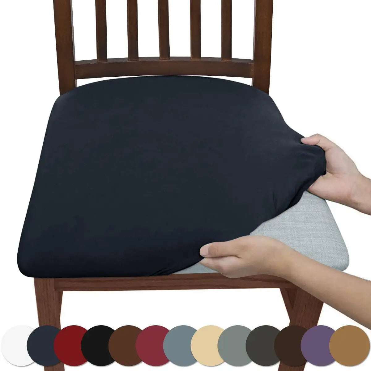 housse élastique chaise bleu marine adhésive mariage banquet moderne cuisine