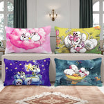 housse coussin imprimée polyester nuages animaux mignons rose blanc 30x50cm 40x60cm 48x74cm 50x70cm double