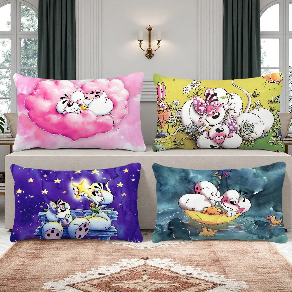 housse coussin imprimée polyester nuages animaux mignons rose blanc 30x50cm 40x60cm 48x74cm 50x70cm double