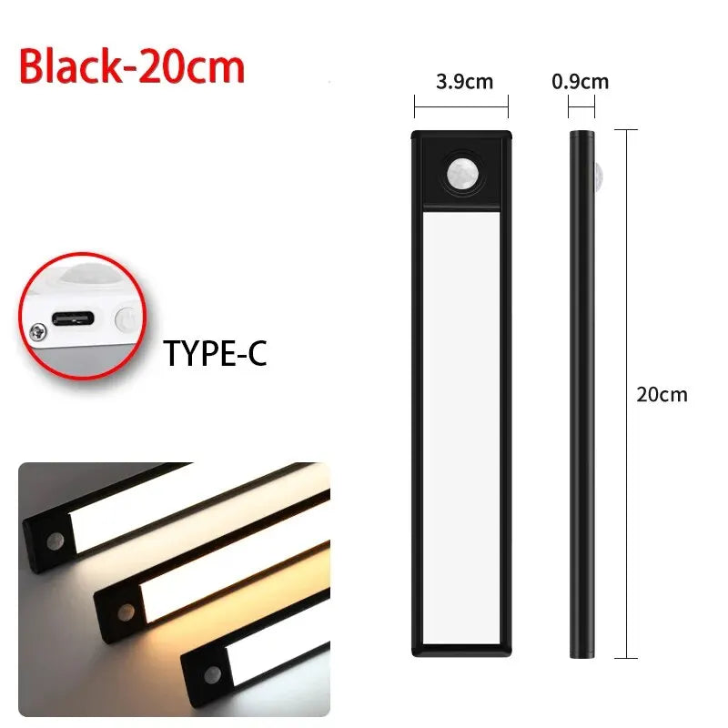 veilleuse led barreau mouvement blanc argenté moderne rechargeable aluminium