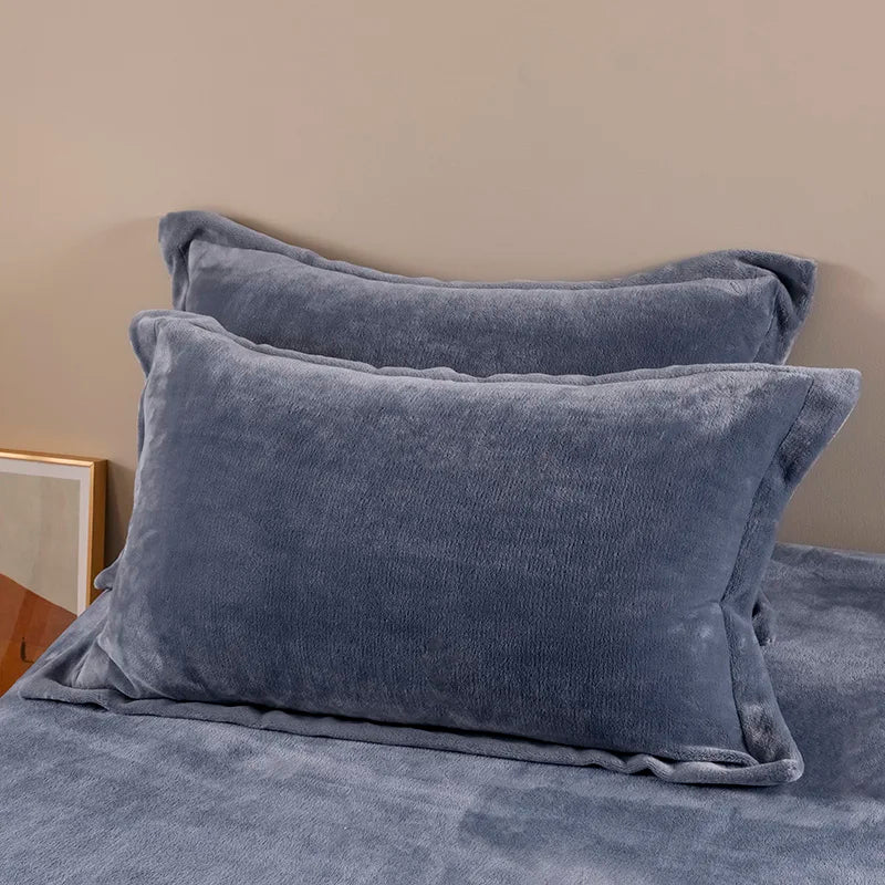 taies d'oreiller velours gris moderne 300 fils qualité supérieure opaques maison hiver
