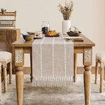 nappe lin rustique rayures relief franges champêtre halloween noel mariage