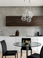 luminaire suspension pendentif boules verre doré transparent intérieur salon chambre decoration led neutre