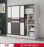 armoire moderne minimaliste blanc gris panneaux rectangulaires vêtements suspendus boîtes rangement jouets poignées porte