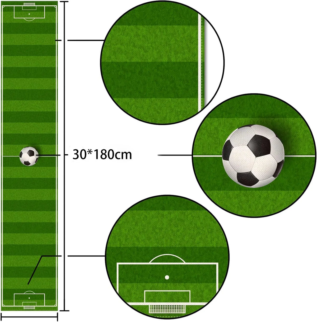 nappe deco sportive terrain football imprimé vert blanche table été polyester imitation lin