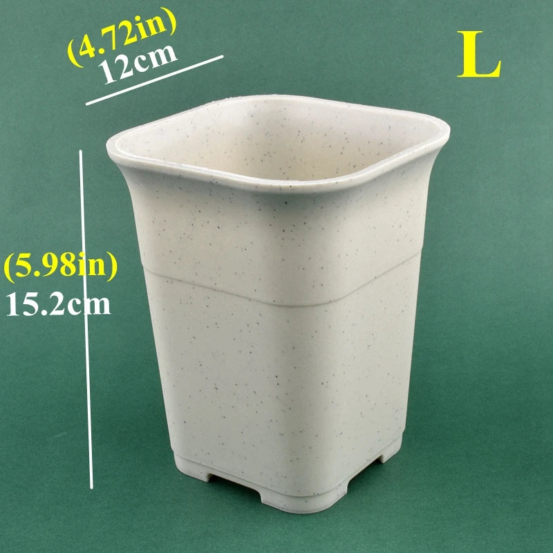 Pots fleurs carrés modernes blanc noir grains drainage 10 pièces