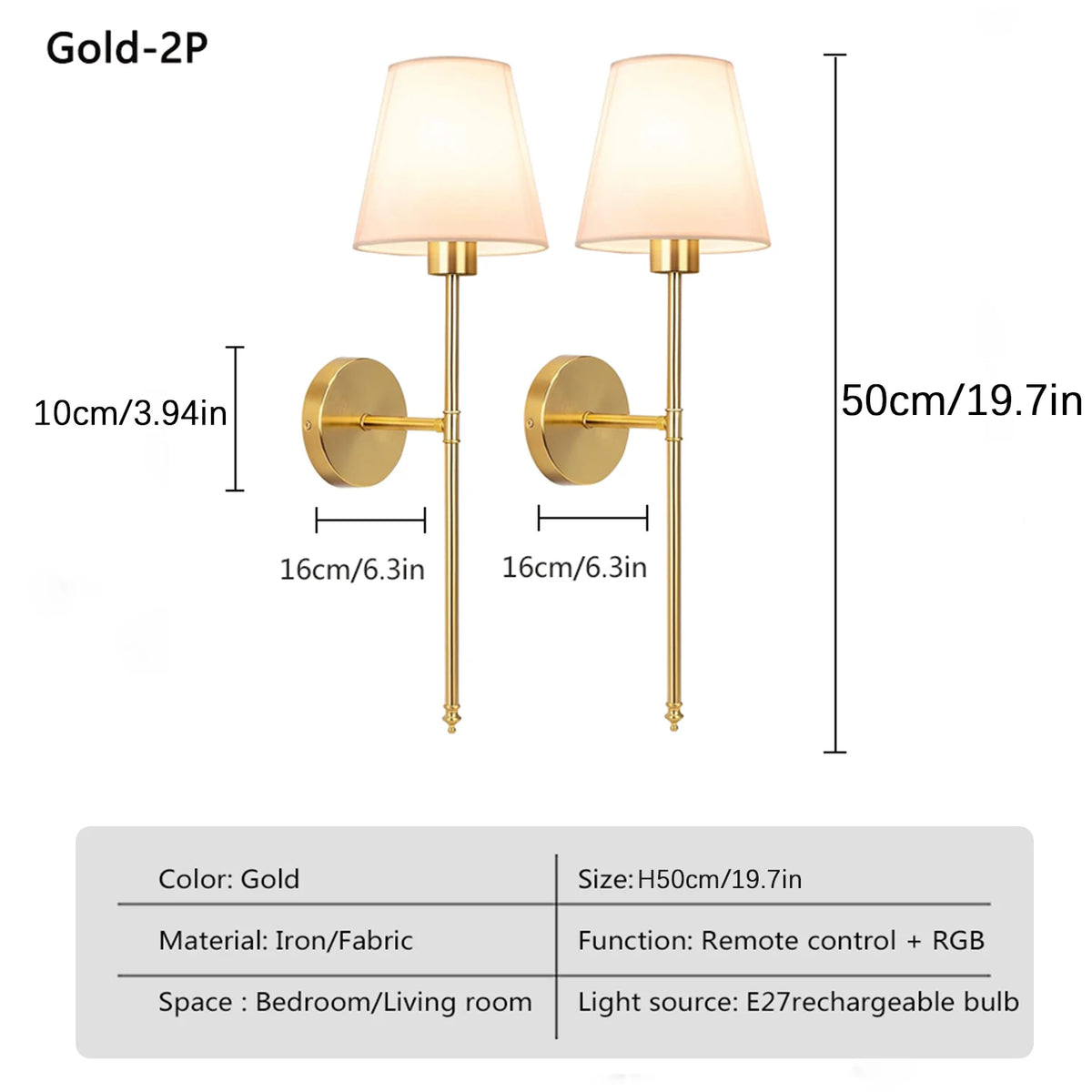 lampe murale moderne or blanc rechargeable rgb vis minimaliste led abatjour