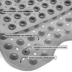 tapis bain antidérapant gris texture bulles massage ventouses salle bain grande taille