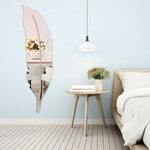 miroir mural argenté plume moderne adhésif anti statique waterproof chambre couloir simple