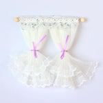 rideaux miniature dentelle maison poupée blanc crème bleu violet tulle romantique champêtre
